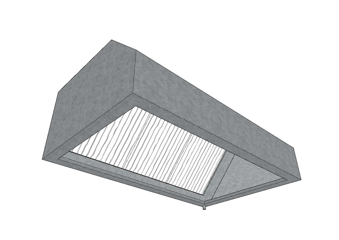 Digestostoř nástěnná zkosená, tukové lamelové filtry, ventil tuku 100x100x40